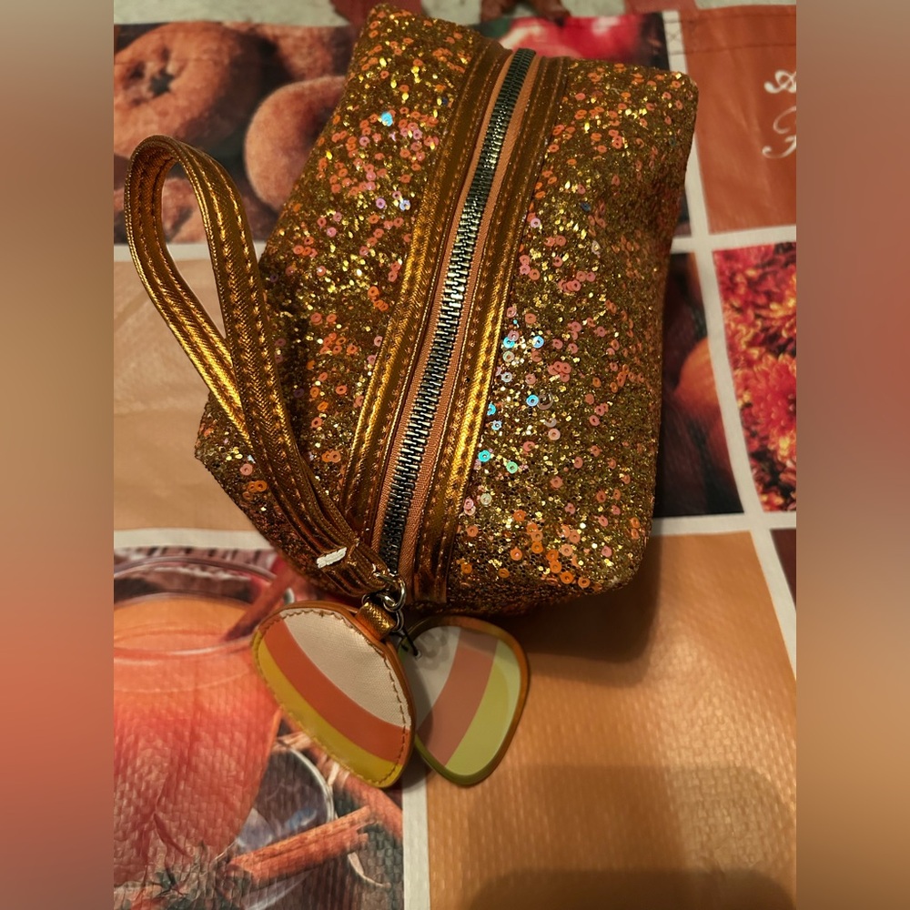 Glittery Orange Wristlet Clutch